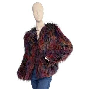 SpiritHoods Faux Fur Shaggy 70s Multicolor Jacket Collectors Edition $450 Size S